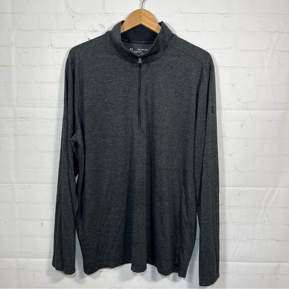 Under Armour Other - Under Armour Threadborne 1/4 Pullover Shirt Mens 2XL Black HeatGear Athletic